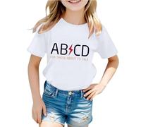 Generisch Children's T-Shirt with Funny Rock Music Word Game - Short Sleeve Shirt with AB/CD Print for Boys and Girls | Funny Top for Little Music Fans