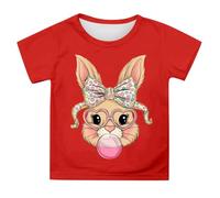 Generisch Children's Unisex T-Shirt Cartoon Rabbit with Sunglasses Print - Crew Neck Short Sleeve Shirt with Easter Bunny Graphic Colourful Casual Shirt for Girls Boys
