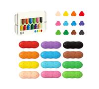 Generisch Children's Wax Crayons, Washable Wax Crayons, Preschool Painting Accessories, 12 Colours, Pea Shape, Lightweight Grip for School, Nursery on the Go