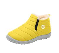 Generisch Children's Winter Fleece Children's Boots Flat Splash Fleece Warm Short Tube Snow Boots, yellow, 10.5 UK Child
