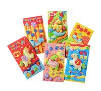 Generisch Chinese New Year Red Envelopes - Thick Cardboard 9 x 17 cm | Pack of 6 3D 2026 with Spring Festival Money Envelopes Red Envelope | For Children Friends Family Employees Party Souvenir Viet