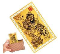 Generisch Chinese Wealth God Card - Copper Alloy Portable Gold Coloured Chinese Wealth God for Men Teenagers Father Grandma Husband Son Family Friends