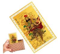 Generisch Chinese Wealth God Card, Decorative Collectible Made of Gold-Coloured Copper Alloy, Chinese Protection Card Against Tai Sui, for Men, Women, Family Members and Friends