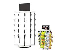 Generisch Chip Stand, Dealer Chip Stand, Snack Holder, Organiser with Pin Board for Kitchen Worktop Made of Wood with Sturdy Base, 5 Levels, 40 Clips, Rotating Hanger