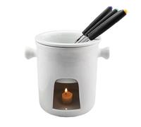 Generisch Chocolate Melting Cup, 300 ml Ceramic Warmer with 4 Forks - Mini Fondue, for Warming Serving and Dipping Cheese, Sweets, Butter Dessert for Party and Date Night