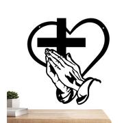 Generisch Christian Religious Wall Sculpture, Praying Hands Religious, Heart Shaped Metal Wall Art Decoration for Living Room, Country House, Bedroom, Dining Room, Entryway and Home