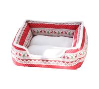 Generisch Christmas Cat Bed Plush Comfortable Washable Pet Cushion Christmas Dog Sofa for Indoor Winter Travel Car Camping Bedside Chair Couch