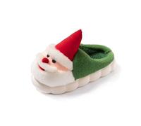 Generisch Christmas Closed Toe Flat Bottom Warm Slippers for Cosy Winter Evenings with Festive Design, Green, 12 UK