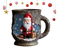 Generisch Christmas Coffee Cups, Bark Crack Texture Drinkware Set, Festive Santa Design Tea Mug for Hot Coffee Cocoa, Traveling, Home Use, or Holiday Table Centerpieces and Housewarming