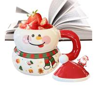 Generisch Christmas Coffee Mug, Ceramic Cute Drinking Vessels with Handle and Lid, Holiday Coffee Mug - for Picnic, Outdoor, Water, Tea, Hiking, Adventure, Home, Camping, Party