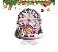 Generisch Christmas Decoration - 2D Acrylic Centerpiece Ferris Wheel with Rotating Base | Festive Figurine for Home and Office | Elegant Accessory for Winter Parties, Shelves, Fireplace