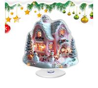 Generisch Christmas Decoration - 2D Acrylic Centerpiece Ferris Wheel with Rotating Base | Festive Figurine for Home and Office | Elegant Accessory for Winter Parties, Shelves, Fireplace