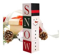 Generisch Christmas Decorative Building Blocks, 4-Piece Festive Table Block Set, Decoration for Bookcase, Bedside, Fireplace & Living Room, Collector, Home