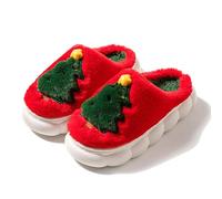 Generisch Christmas Deer Closed Toe Flat Women's Felt Slippers 2025 Slippers Women's Memory Foam Fluffy Lambskin Slippers, red, 10 UK