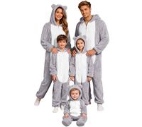 Generisch Christmas Family Set Onesie Cuddly Warm Cosplay Jumpsuit with Bear Ears Hood Christmas Teddy Fleece Onesie Soft Casual Jumpsuit Party Carnival Christmas Role Play Costume, G-b, L
