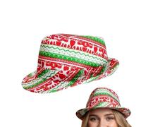 Generisch Christmas Fedora Hats for Women, Snowflake Pattern, Foldable Headwear, Soft Fedora Hat for Christmas, for Men, Women, Teens, Party, Holiday, Indoor, Outdoor