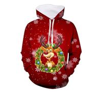 Generisch Christmas Hoodie Men Casual Sports Pocket Pullover Printed Hoodie Style Two Full Things, orange, S