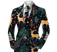 Generisch Christmas Jacket Men's Long Sleeve Funky Christmas Blazer Men Regular Fit Suit Santa Christmas Motif Jacket, A06, M