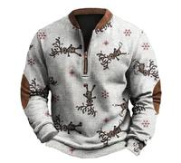 Generisch Christmas Jumper Men's Warm Comfortable Jumper Funny Ugly Long Sleeve Christmas Crew Neck 3D Print Sweatshirt, A002, 4XL