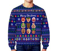 Generisch Christmas Jumper Men's Winter Christmas Funny Ugly Dirty Secret Casual Loose Crew Neck Hoodie, blue, M