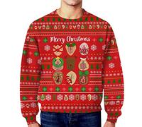 Generisch Christmas Jumper Men's Winter Christmas Funny Ugly Dirty Secret Casual Loose Crew Neck Hoodie, red, XL
