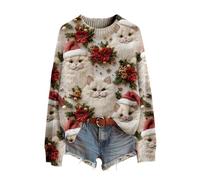 Generisch Christmas Jumper Women's 3D Print Sweatshirt Long Sleeve Shirt Graphic Tops Casual Blouse Shirt Woman Jumper Christmas Costume Christmas Jumper Tunics Christmas Jumper Retro T-Shirts, Win3