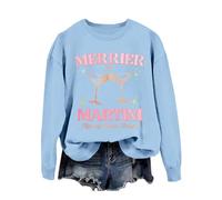 Generisch Christmas Jumper Women's Casual Jingle Juice Christmas Print Crew Neck Long Sleeve Pullover Sweatshirt, lightblue, XL