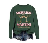 Generisch Christmas Jumper Women's Casual Jingle Juice Christmas Print Crew Neck Long Sleeve Pullover Sweatshirt, Green, XL