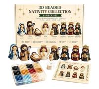 Generisch Christmas Nativity Scene Thread 3D Handmade Pearl Craft Figures - Nativity Scene with Beads, for Holidays, Men, Adults, Mum, Dad, Wife, Husband, Friends