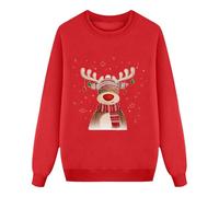 Generisch Christmas Parent-Child Printed Long Sleeve Fleece Crew Neck Sweatshirt (Mummy's Style) (1), red, S