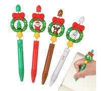 Generisch Christmas Pens - 4 Piece Retractable Set, Santa Claus Design, Smooth Writing Ink | Holiday Stationery with Journaling, Gift Wrapping, School Use