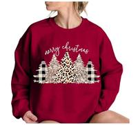 Generisch Christmas Sweatshirts for Women 2024 in the Christmas Graphic Sweaters Crew Neck Long Sleeve Letters, red, XL