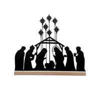 Generisch Christmas Table Decoration as a Centrepiece | Nativity Scene Desk Ornament - Metallic Decoration for the Christmas Table with Wooden Base | For Mantle Church Party Farmhouse