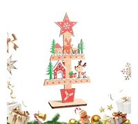 Generisch Christmas Table Decoration with Reindeer - Wooden Christmas Table Decoration with Tree, Rustic Winter Centrepiece for Festive Decoration at Home