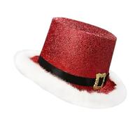 Generisch Christmas Top Hat | Red Top Hat | Comfortable Festival Hat Red | Comfortable Festive Cosplay | Green Hats with White Brim | For Men and Women Stage Performance, Parade Ball