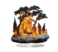 Generisch Christmas Village Nativity Scene Indoor Baby Christmas Decorations Table Top Scenes Figures Set Christmas Ornaments (Gold, 20 x 21 cm)