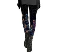 Generisch Christmas Winter Leggings Women's Warm Christmas Tree Print Knitted Leggings Opaque High Waist Sports Leggings Soft Elastic Yoga Pants Funky Basic Casual Tights, navy, L