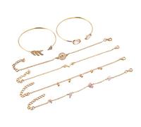 Generisch Circle Piece Round Combination Bracelet Selection of Arrow Bracelets with Arrow Layer Beads Six Leather Bracelets Personalised Women's Bracelet 4 First Names, one size, Metal, No Gemstone