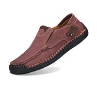 Generisch Classic Men's Loafers in Partner Look Elegant Slippers as Barefoot Shoes Flat Casual Shoes Slip On Versatile Casual Shoes for Everyday Use, Wine Red, 8 UK