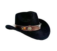 Generisch Classic Western Cowboy Hat for Halloween Cowboy Cowgirl Hat for Men and Women Western Style Wide Brim Cosplay Costume Props for Women Outdoor Occupations Stage Performance, black, One size