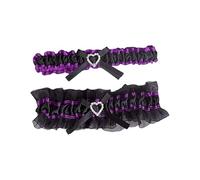 Generisch Clips Black The Bride Garter for Wedding with Leg Loops Lace Rhinestone Men, purple, One Size