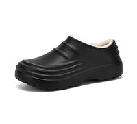 Generisch Clogs Men's Lined Garden Shoes Warm Non-Slip Waterproof Slippers Work Shoes Mules Leisure Rubber Shoes for Kitchen Chef Restaurant Hospital, black, 5 UK