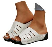 Generisch Clogs & Mules for Women Slippers Non-Slip Clogs Beach Shoes Toe Separator Flip Flops Bathing Shoes Flat Comfort Slippers for City Trip, Everyday Shoes, White, 7 UK