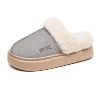 Generisch Closed Heel Slippers, Women's Slippers, Simple Plain Cotton Slippers, Winter Plush Felt Slippers, Hat Shoes with Back Foam, Lightweight Leisure Slippers, gray, 8 UK