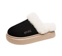 Generisch Closed Heel Slippers, Women's Slippers, Simple Plain Cotton Slippers, Winter Plush Felt Slippers, Hat Shoes with Back Foam, Lightweight Leisure Slippers, black, 9 UK