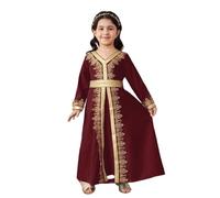Generisch Clothing Girls' Evening Dress Elegant Fancy Dress Long Sleeves Wedding Summer Dress Light Flower Girl Children's Dirndl Clothes Party Costume Princess Dress For Every Day, red, 7 Years
