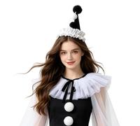 Generisch Clown Ruffle Collar Vintage Cosplay Headband | Clown Costume Hat with Headband for Girls Carnival Accessories Christmas Fancy Dress Party Masquerade Costume Party