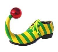 Generisch Clown Shoes Funny Circus Stripes Clown Shoes Halloween Circus Masquerade Stage Performance Fancy Dress Elf Shoes Cosplay Dance Party Ankle Boots for Carnival Party, Green, 8 UK