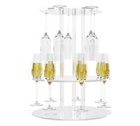Generisch Cocktail Tree Stand for Drinks - 30 x 30 x 37.9 cm, 2-Tier Round Acrylic Champagne Tower with 12 Slots | Floating Glassware Rack for Party, Wedding, Celebration, Holiday, Home Bar
