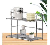 Generisch Coffee Cup Holder - Iron & Acrylic, 31 x 16 x 22 cm Cups Drainer Galvanised | Two-Layer Stylish Kitchen, Office, Worktop, Home, Tea Station
